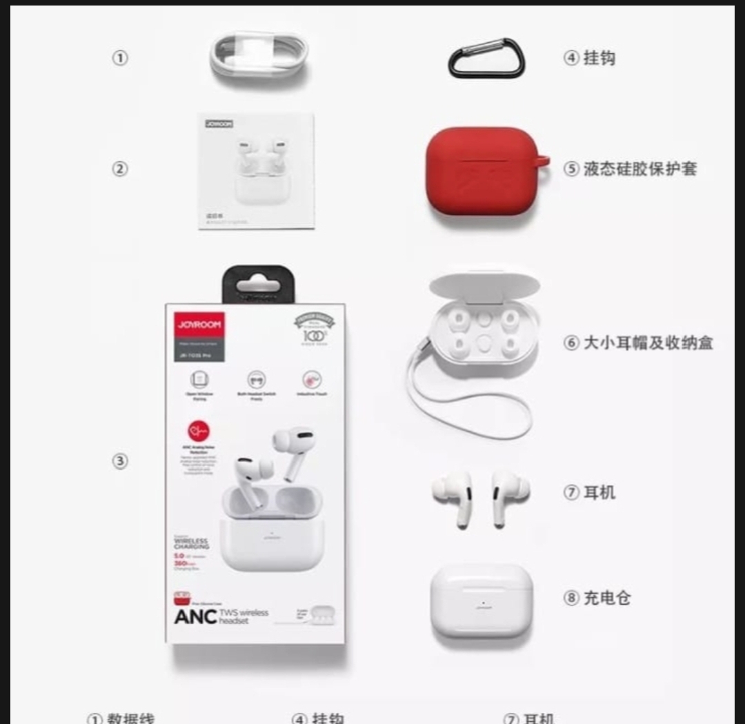 New Joyroom JR-TO3S Pro 2 Pro Earpods with Free Silicone Case/ Cover Wireless Bluetooth Earbuds Active Noice Cancelling Airpods_Headset